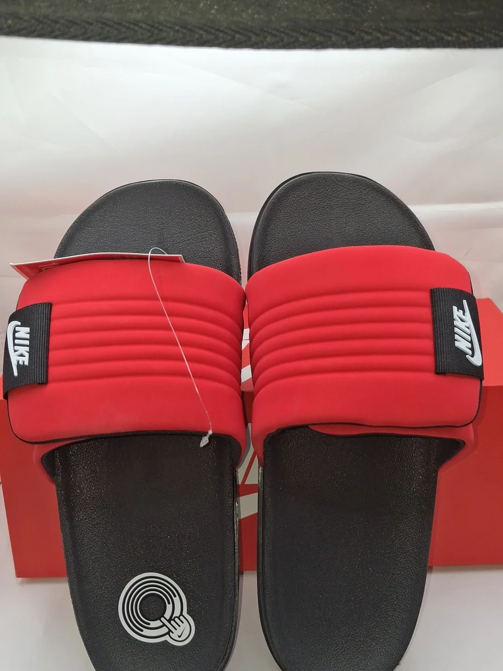 Nike Men’s Red and Black Adjustable Slide Sandals